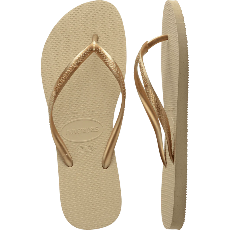 Women's Slim Sandal, Women's Slim Sandal in Sand Grey/Light Golden top and lateral view