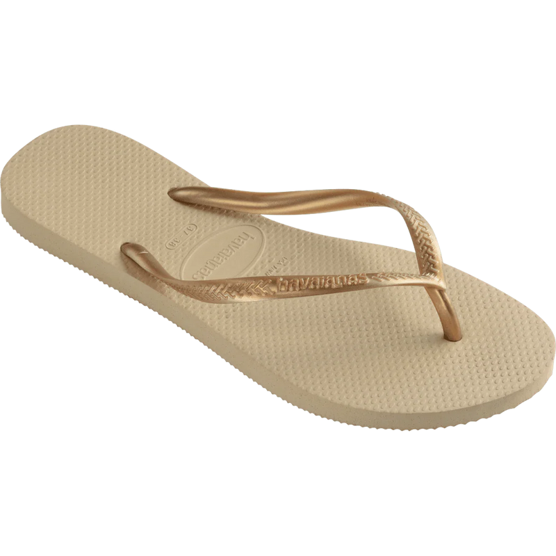 Women's Slim Sandal, Women's Slim Sandal in Sand Grey/Light Golden angled view
