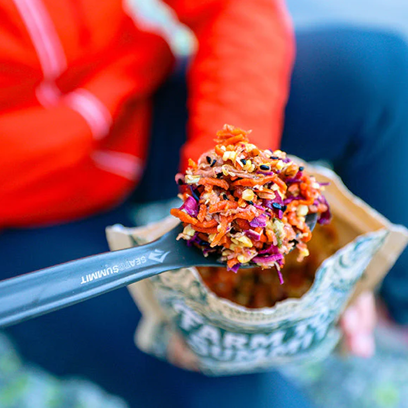 Thai Carrot Slaw (2 Servings), Farm To Summit Thai Carrot Slaw on spork