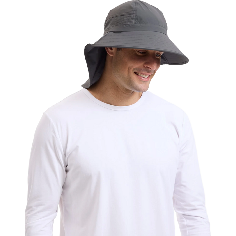 Trekker Sun Hat UPF 50+, Solbari Trekker Sun Hat UPF 50+ in dark grey angled view