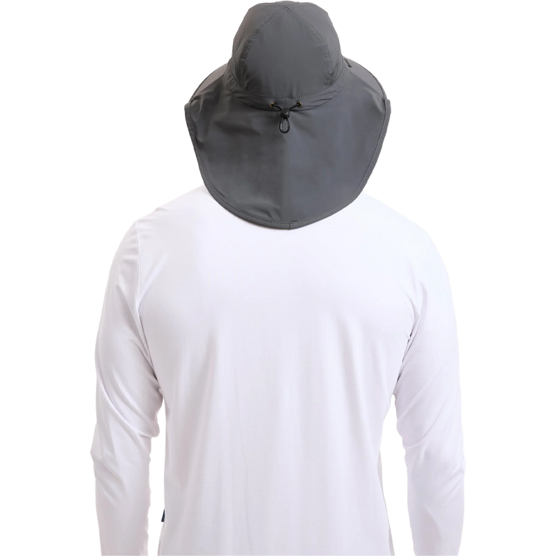 Trekker Sun Hat UPF 50+, Solbari Trekker Sun Hat UPF 50+ in dark grey back view