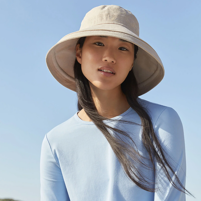 Women's Holiday Sun Hat UPF 50+, Solbari Women's Holiday Sun Hat UPF 50+ on model outside