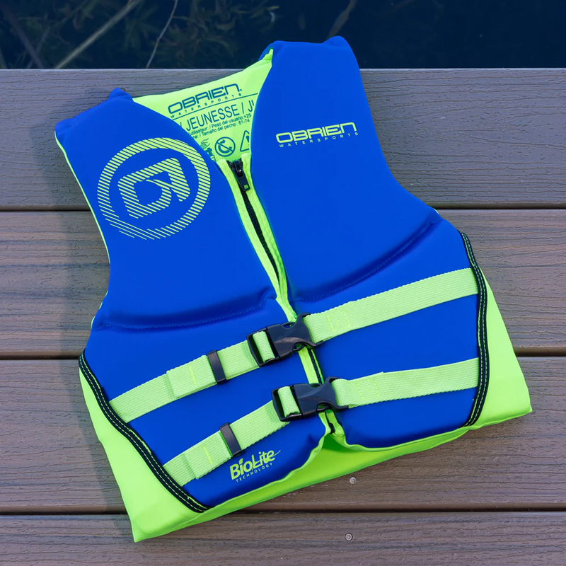 Youth Traditional Life Jacket, O'Brien Youth Traditional Life Jacket in Blue Green top view