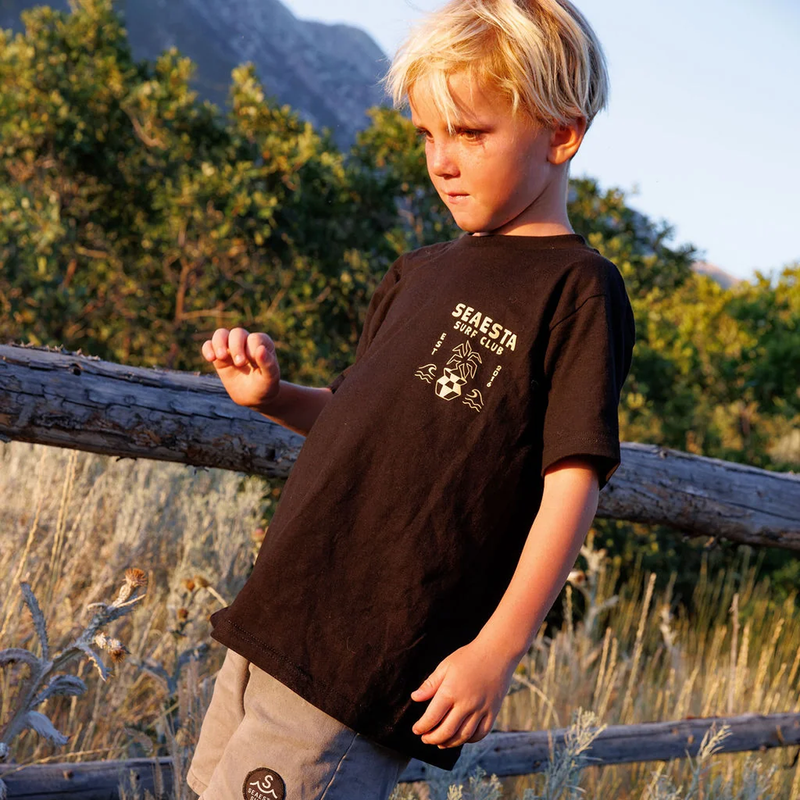 Youth Cactus Surf Club Tee, Seaesta Youth Cactus Surf Club Tee in Charcoal lifestyle 