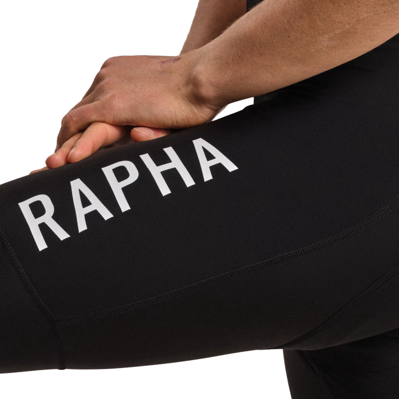 Men's Pro Team Training Bib Shorts II, Rapha Pro Team Training Bib Shorts II in BLW-Black/White left leg branding