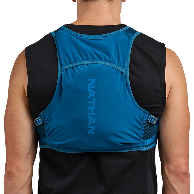Pinnacle Breeze 4L Hydration Race Vest, Nathan Pinnacle Breeze 4L Hydration Race Vest in Sailor Blue Deep Blue on model back view
