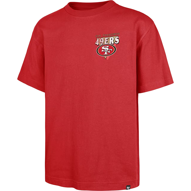 Men's 49ers Under Bar Foundation Tee, 47 Brand Men's 49ers Under Bar Foundation Tee in red front of shirt