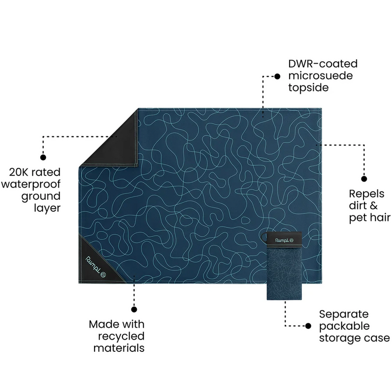 Pack Mat Micro, Rumpl Pack Mat Micro in Puzzled Blue features