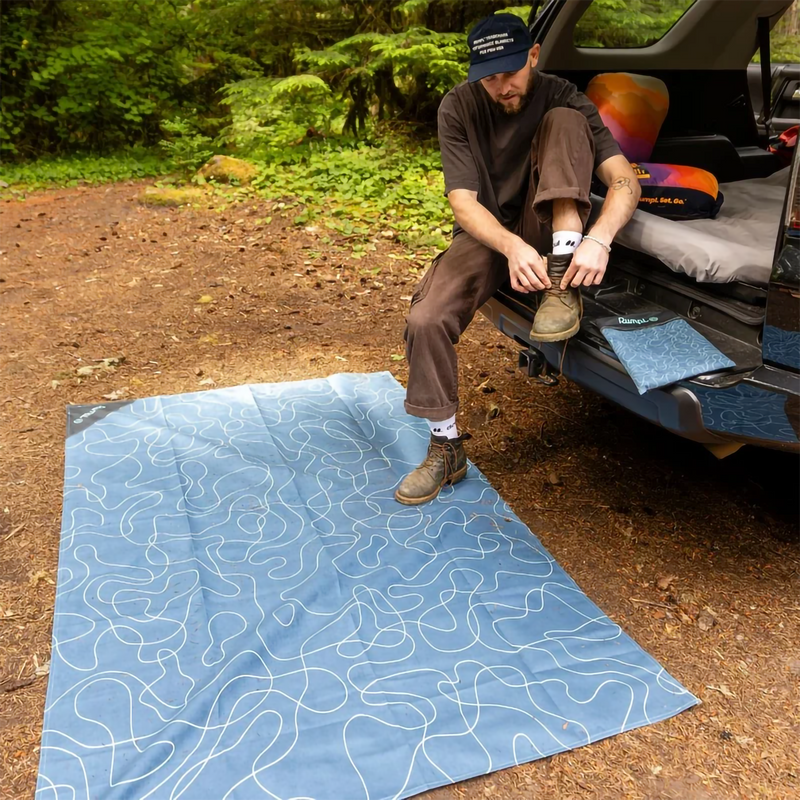 Pack Mat Large, Rumpl Pack Mat Large in Puzzled Blue on ground
