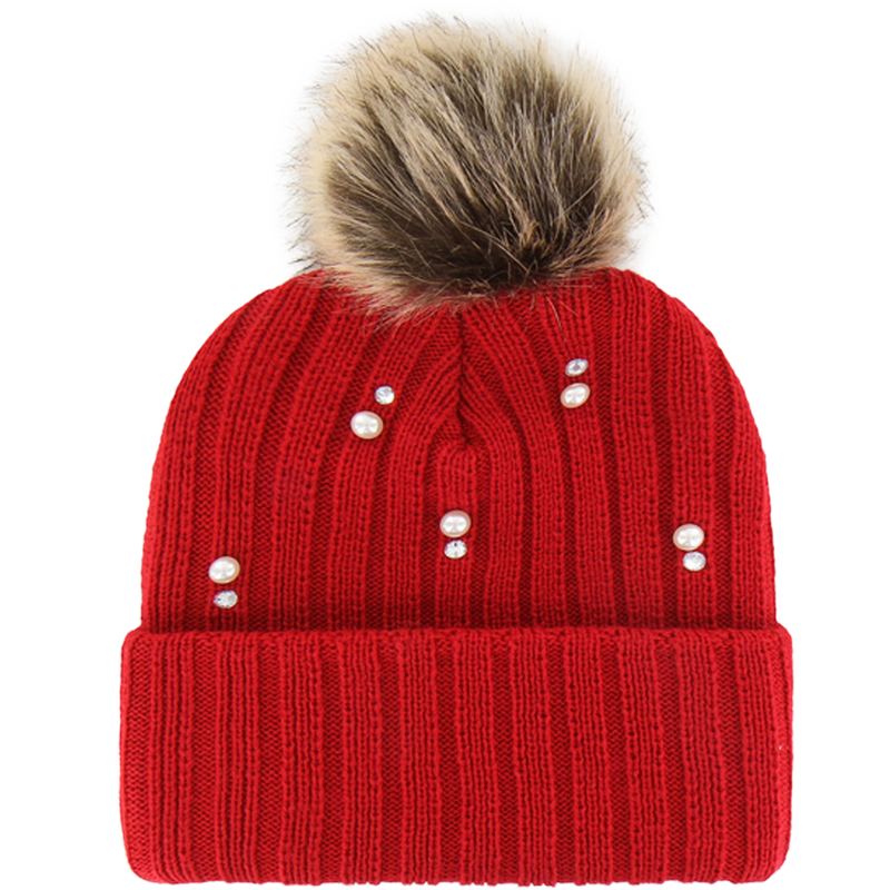 Women's 49ers Pearl Fur 47 Cuff Knit, 47 Brand Women's 49ers Pearl Fur 47 Cuff Knit in Red back view