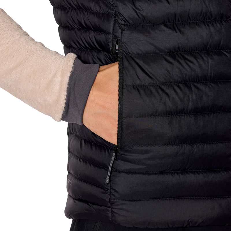 Men's Microlight Down Vest, Rab Men's Microlight Down Vest in BL Black right pocket
