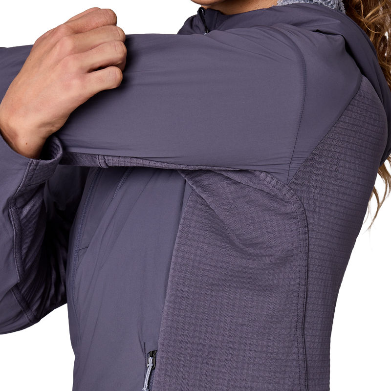 Women's Deviator Hoodie, Outdoor Research Women's Deviator Hoodie shoulder stretch