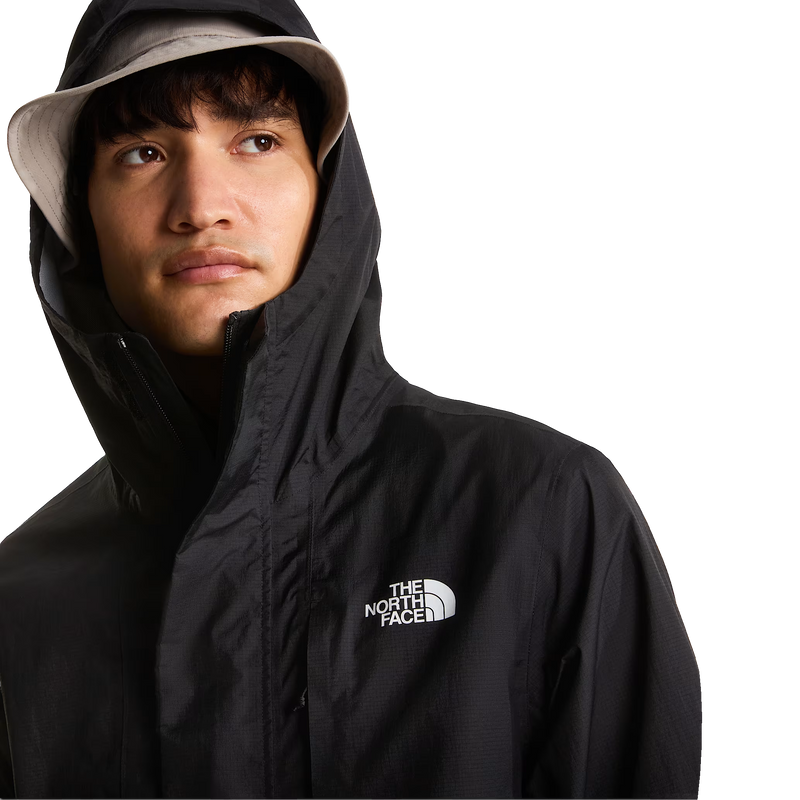 Packable Shell Parka, The North Face Packable Shell Parka in 4H0-TNF Black-NPF on model front with hood