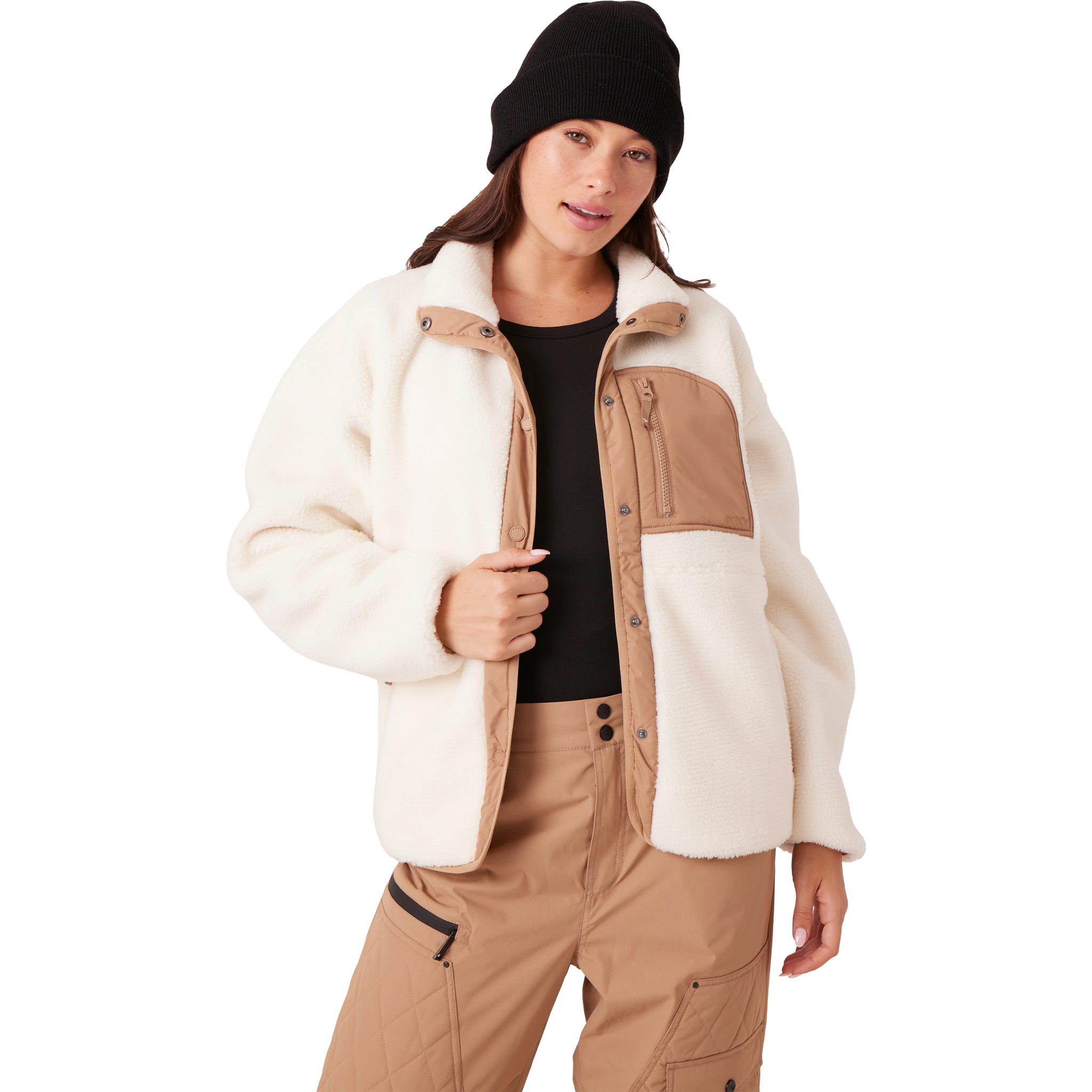Roxy Women's Axel Bonded Sherpa Jacket in Vanilla