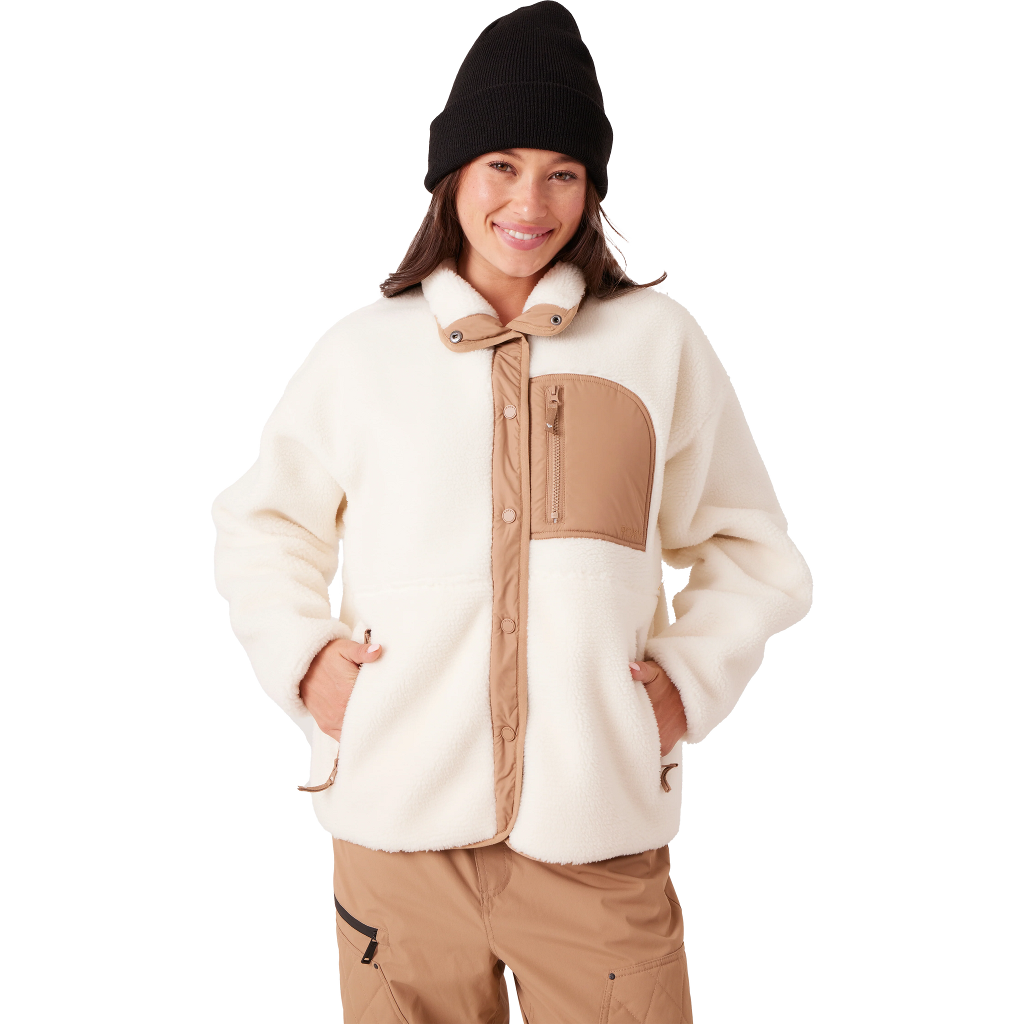 Roxy Women's Axel Bonded Sherpa Jacket Closed
