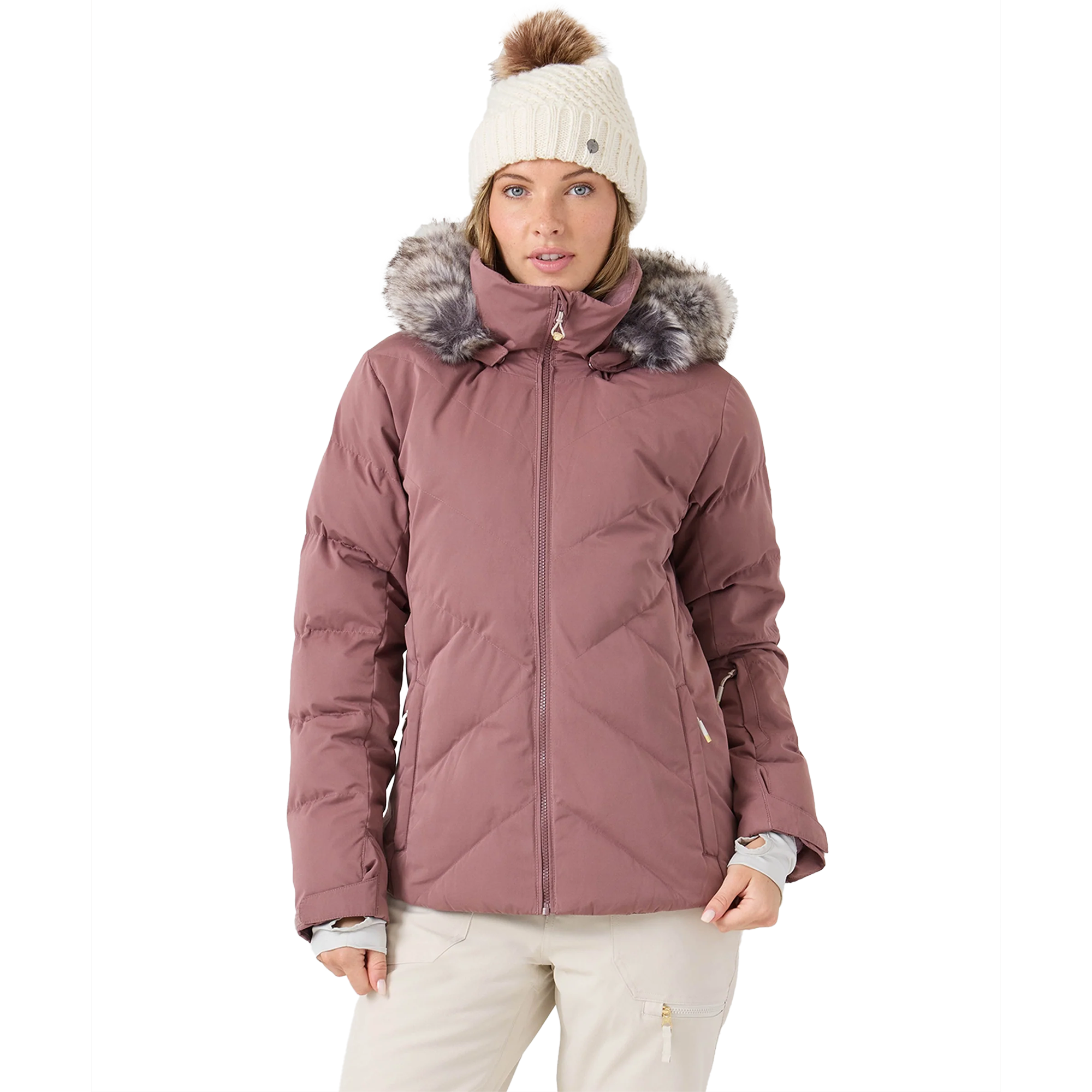 Roxy Women's Snowdrift Jacket in Rose Taupe