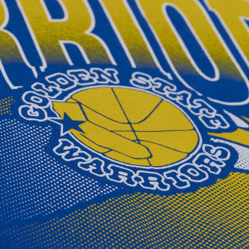 Women's Warriors Street Graphics Short Sleeve Tee, Mitchell and Ness Women's Warriors Street Graphics Short Sleeve Tee in Royal with GSW print detail