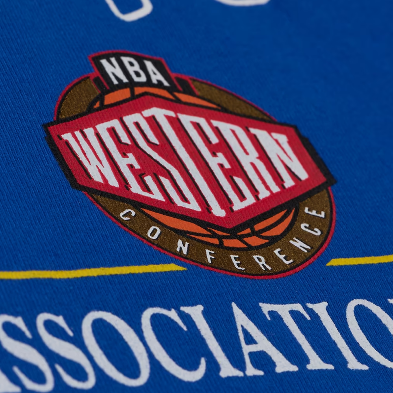 Women's Warriors Street Graphics Short Sleeve Tee, Mitchell and Ness Women's Warriors Street Graphics Short Sleeve Tee in Royal print detail