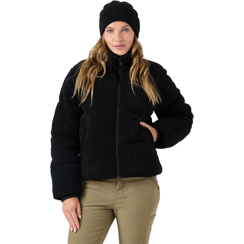 Roxy Women's Harper Cropped Sherpa Puffer in Black