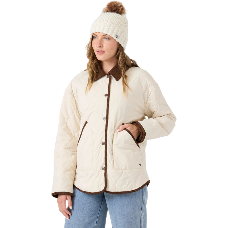 Roxy Women's Nyvea Quilted Barn Jacket in Fog
