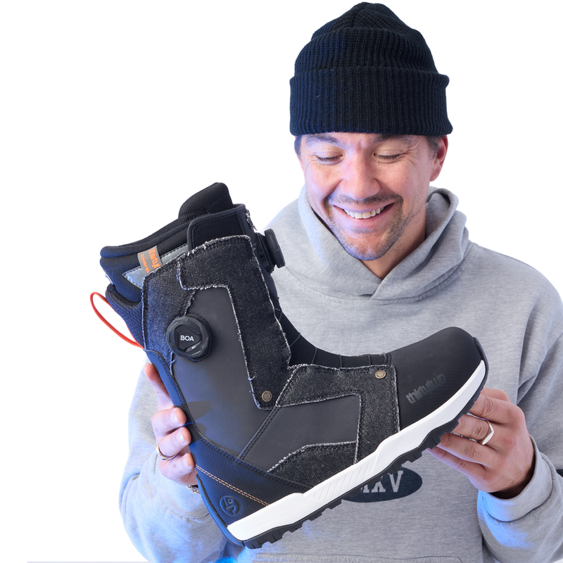 ThirtyTwo STW Double BOA Public being held by man with black beanie smiling 