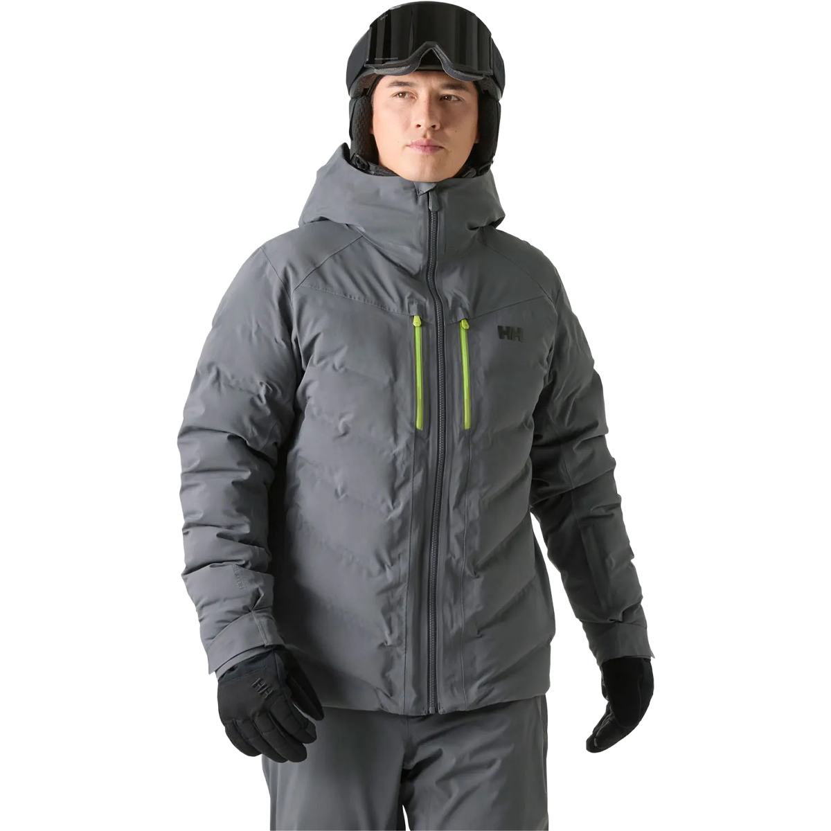 Helly Hansen Men's Alpha Puffy Jacket in Thunder Grey on model