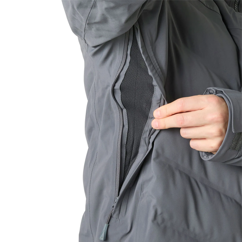 Helly Hansen Men's Alpha Puffy Jacket in Thunder Grey underarm pocket detail