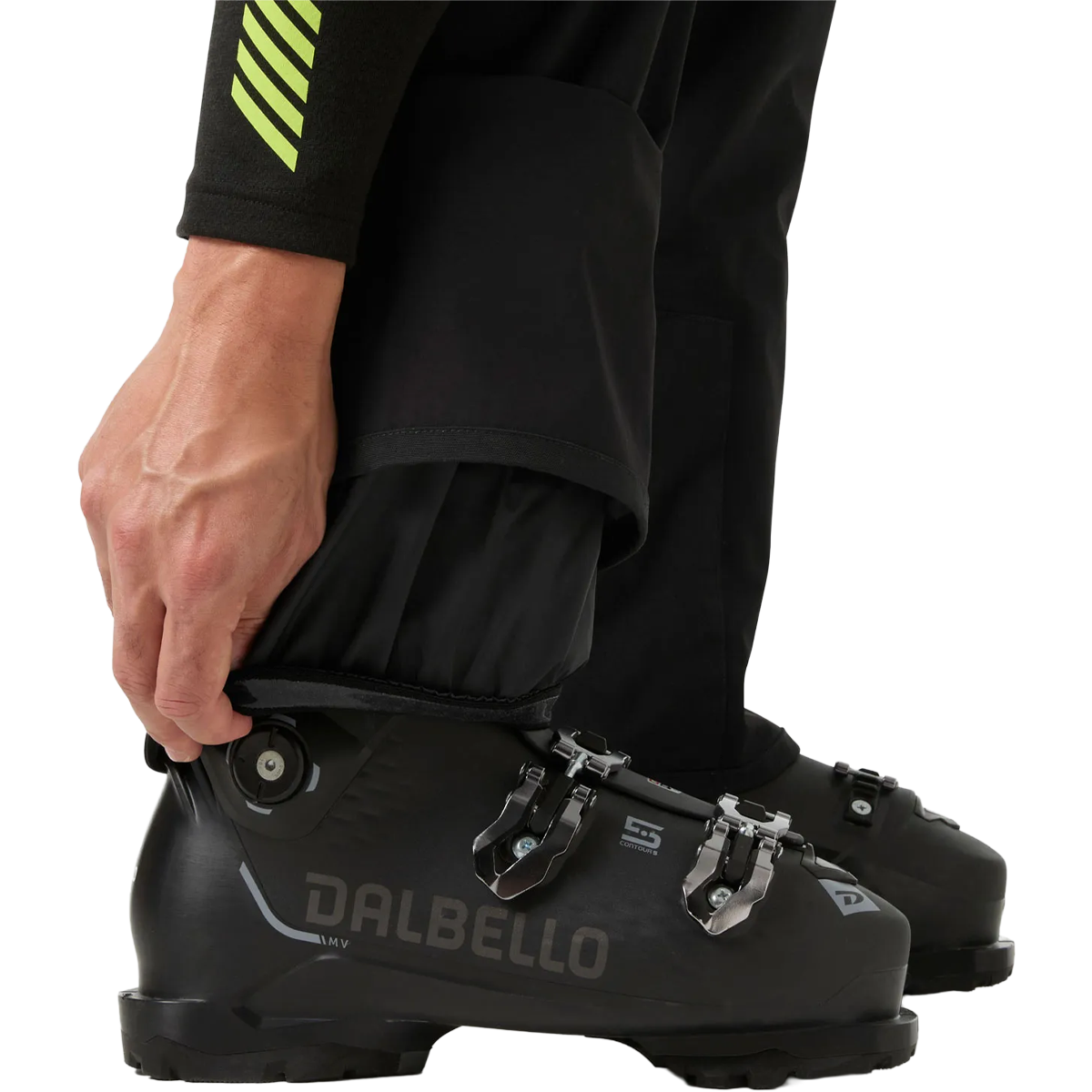 Helly Hansen Men's Sogn Bib Shell 2.0 Pant in Black snow gaiter bottom let detail