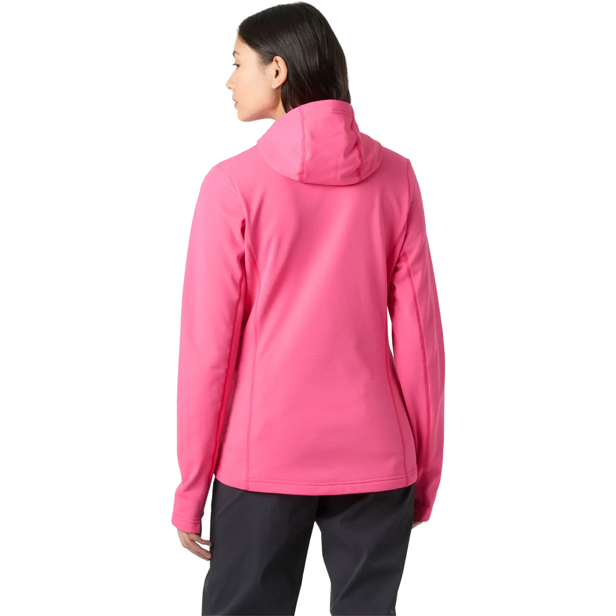 Helly Hanson Women's Versalite Hooded Jacket in Hot Pink back view on model