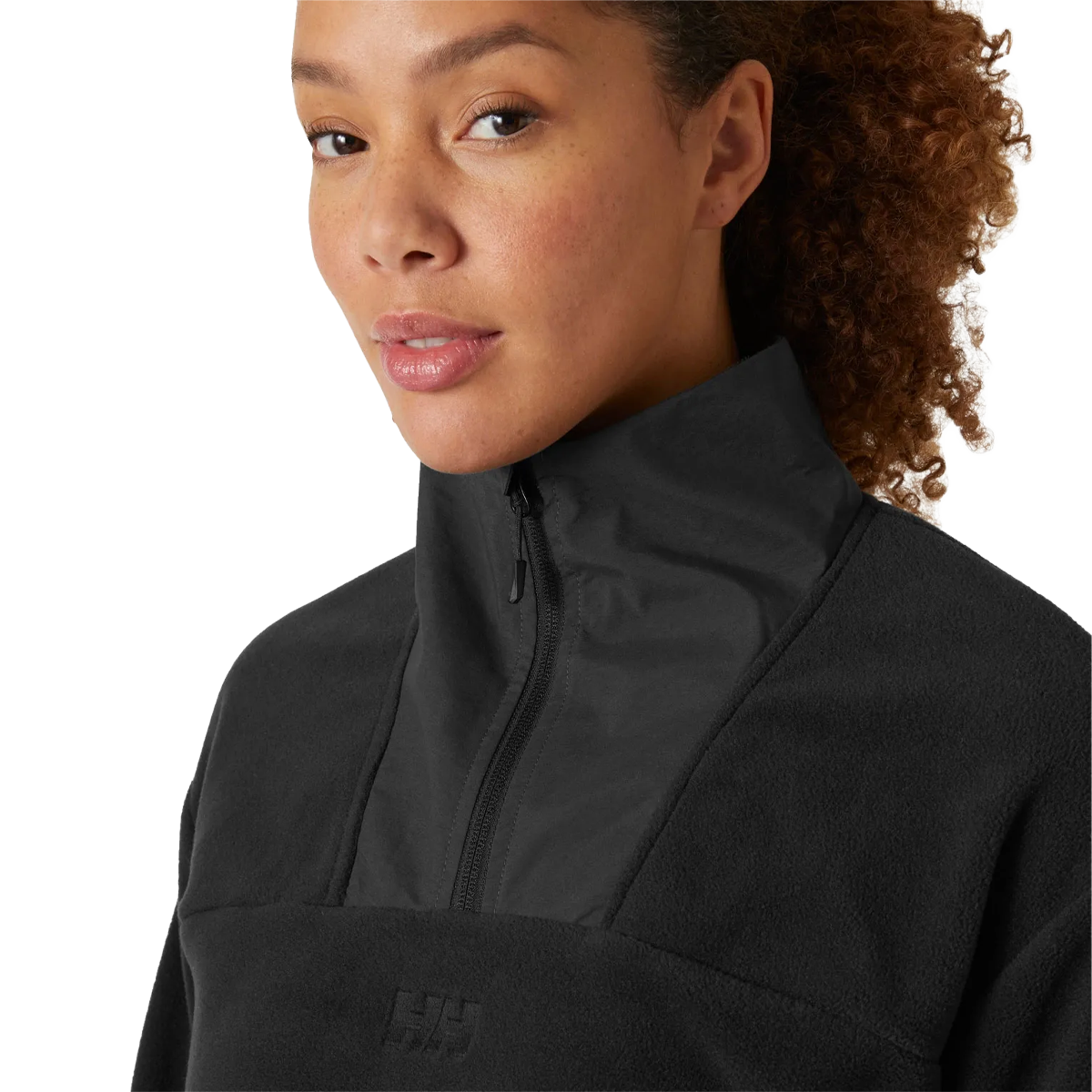 Helly Hansen Women's Daybreaker Cropped Fleece in Black with zipper detail