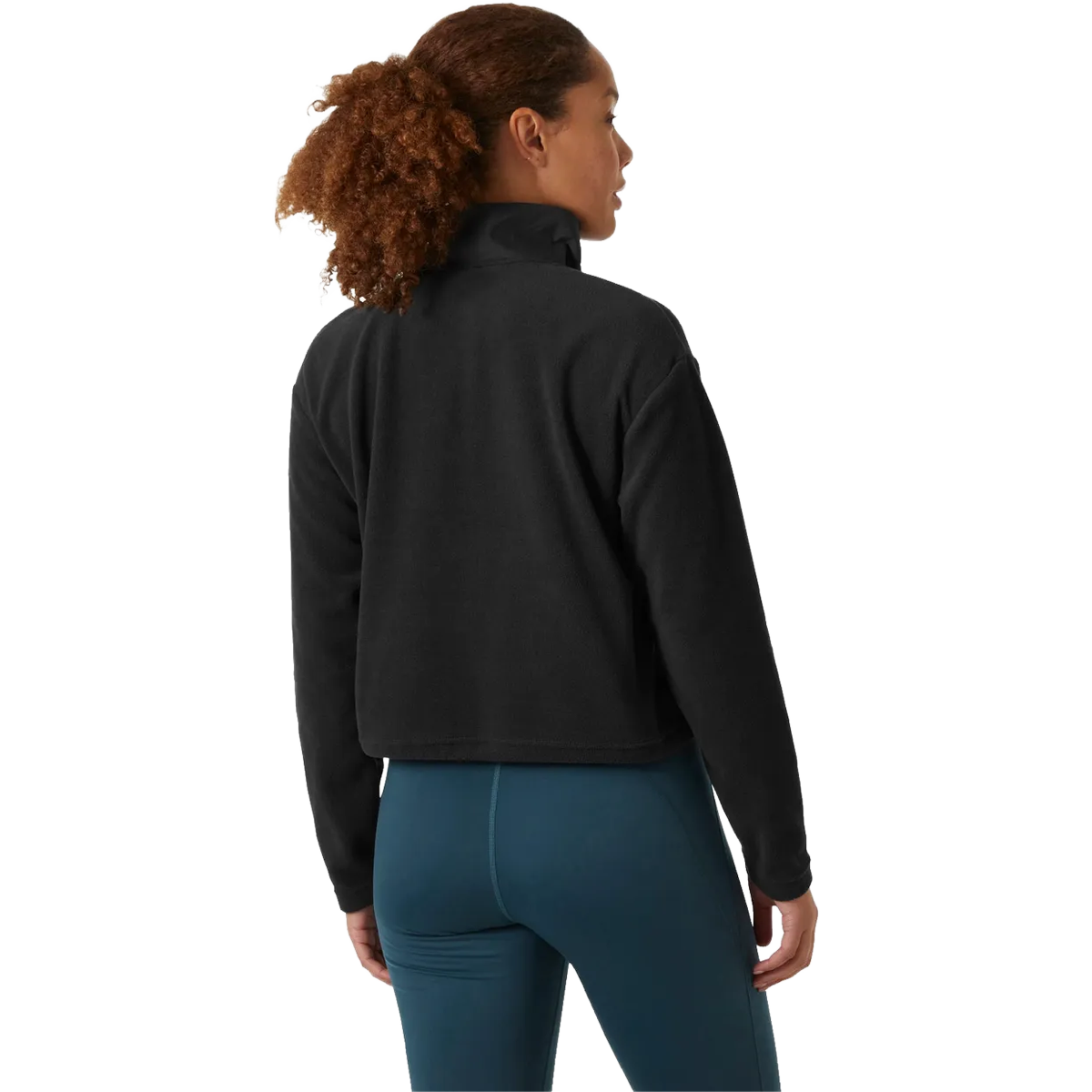 Helly Hansen Women's Daybreaker Cropped Fleece in Black back view on model