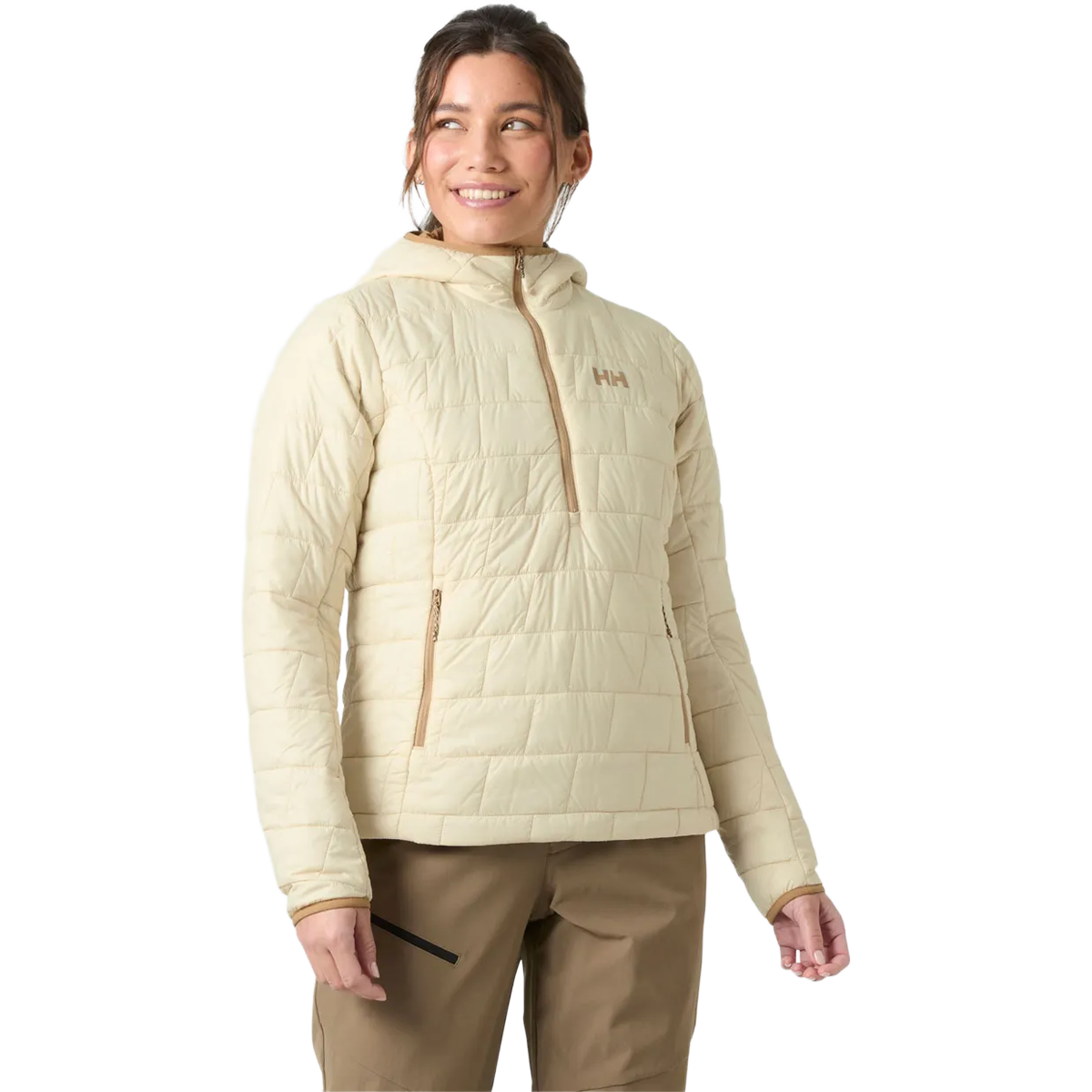 Helly Hansen Women's Lifaloft Pullover Hood in Cream on model