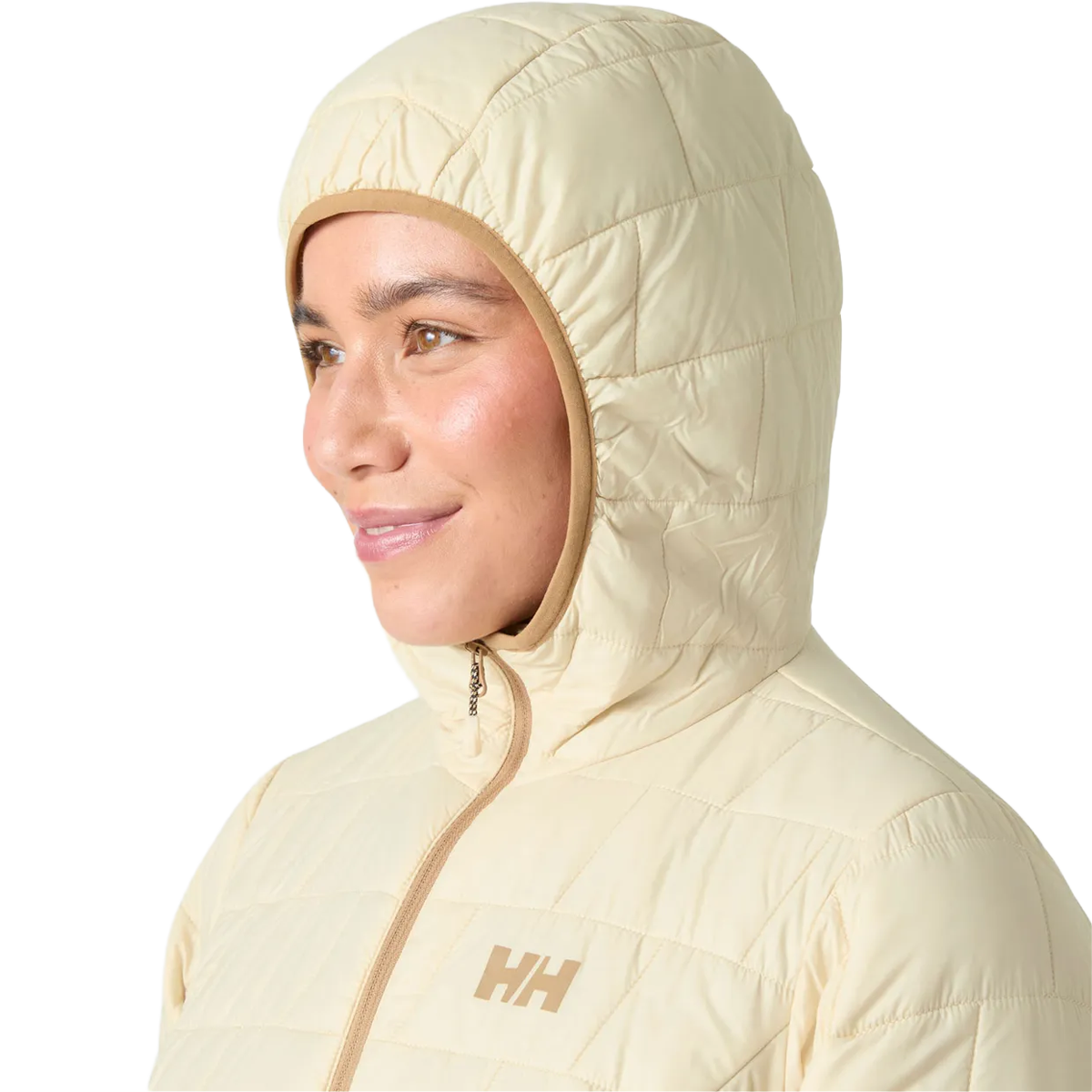 Helly Hansen Women's Lifaloft Pullover Hood in Cream hood detail