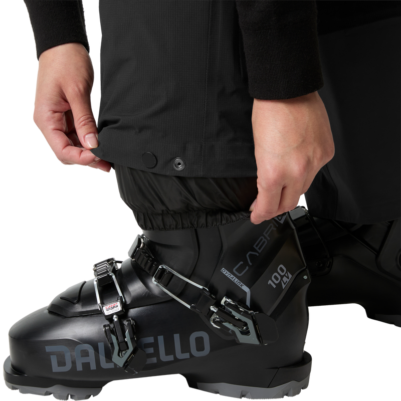 Helly Hansen Women's Odin Backcountry Infinity Bib Pant cuff and gaiter over ski boot