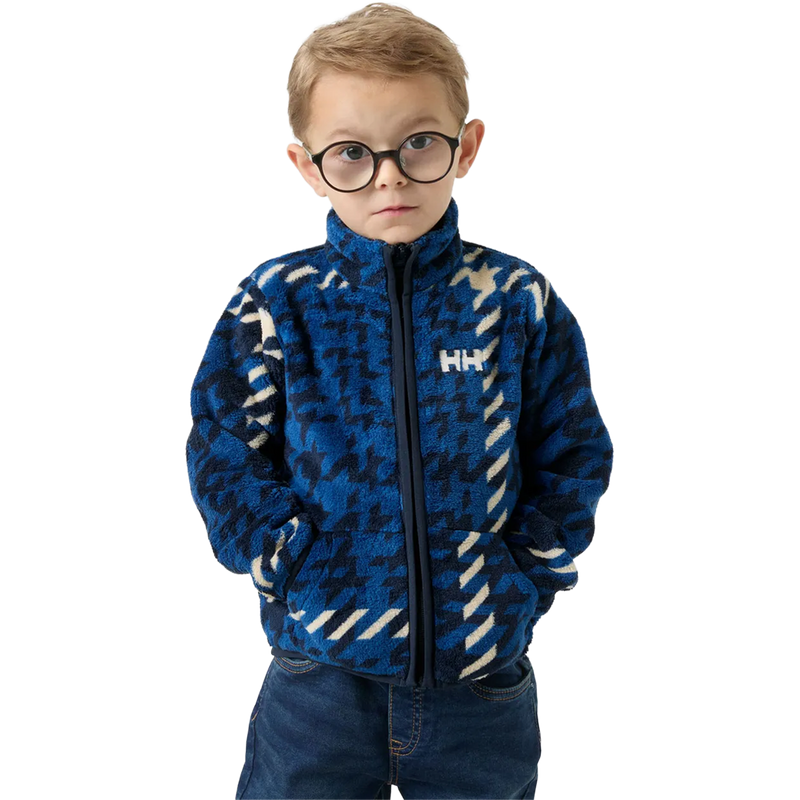 Youth Chill Fleece Jacket, Helly Hansen Youth Chill Fleece Jacket in Navy AOP full view on model