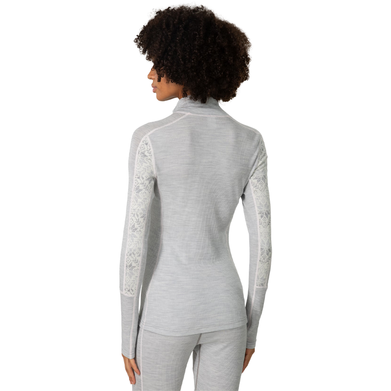 Kari Traa Women's Anna Half Zip in Light Grey Melange back view on model