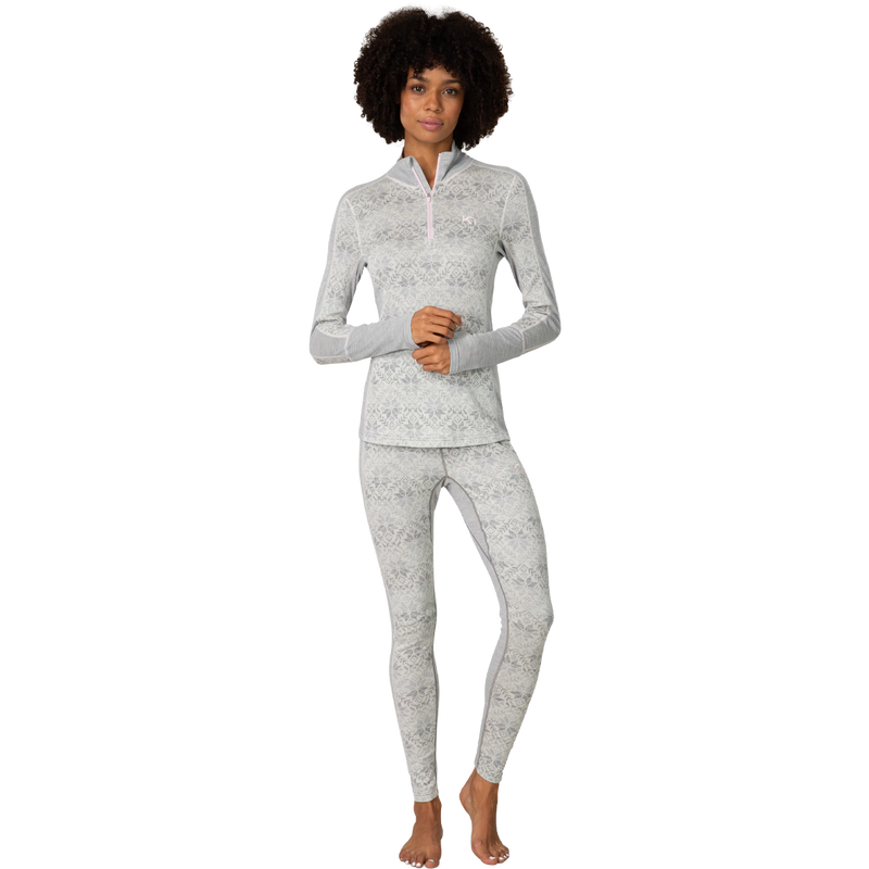 Kari Traa Women's Anna Half Zip in Light Grey Melange full body view on model