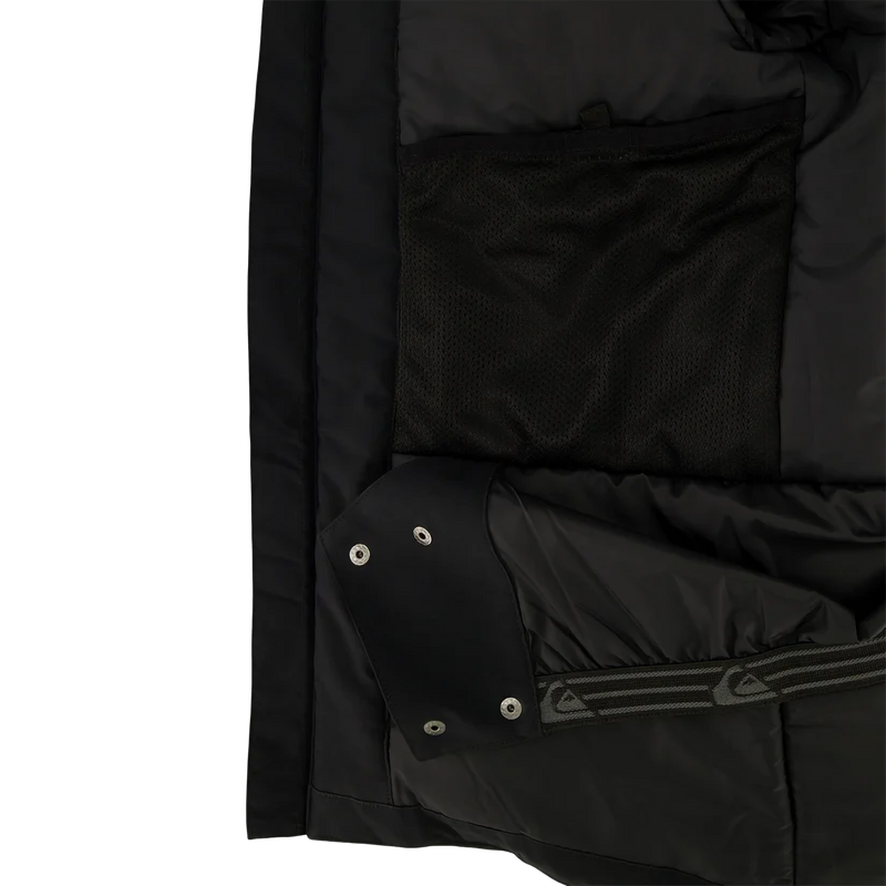 Youth Double Black Jacket, Quiksilver Youth Quiksilver Double Black Jacket in 001 Black liner with powder skirt and goggle pocket
