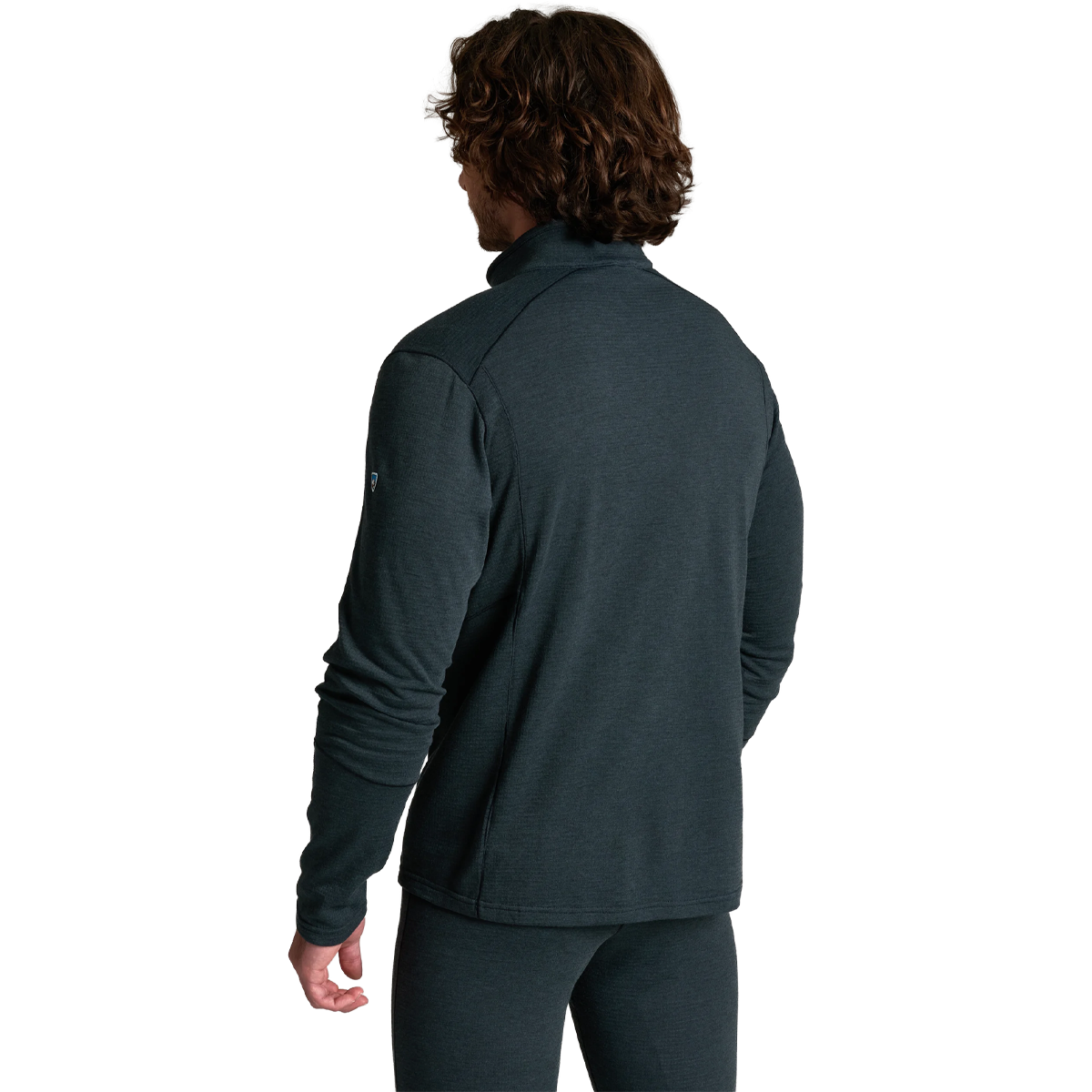 Kuhl Men's Reactiv Lite Grid 1/4 Zip in Mutiny Blue back view on model