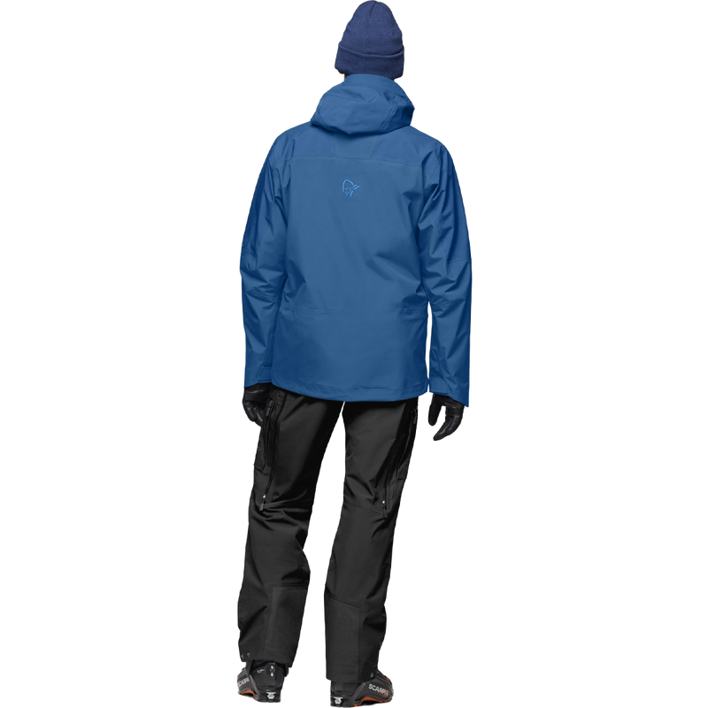 Men's Lofoten Gore Tex Jacket, Norrona Men's Lofoten Gore Tex Jacket in Dark Blue on model back view