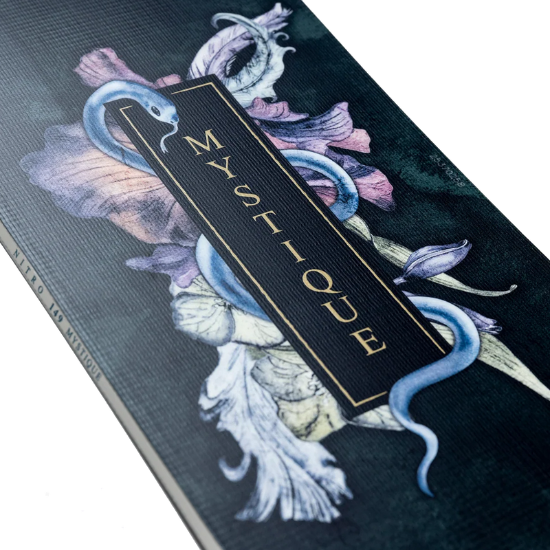 Nitro Women's Mystique close up of graphic logo