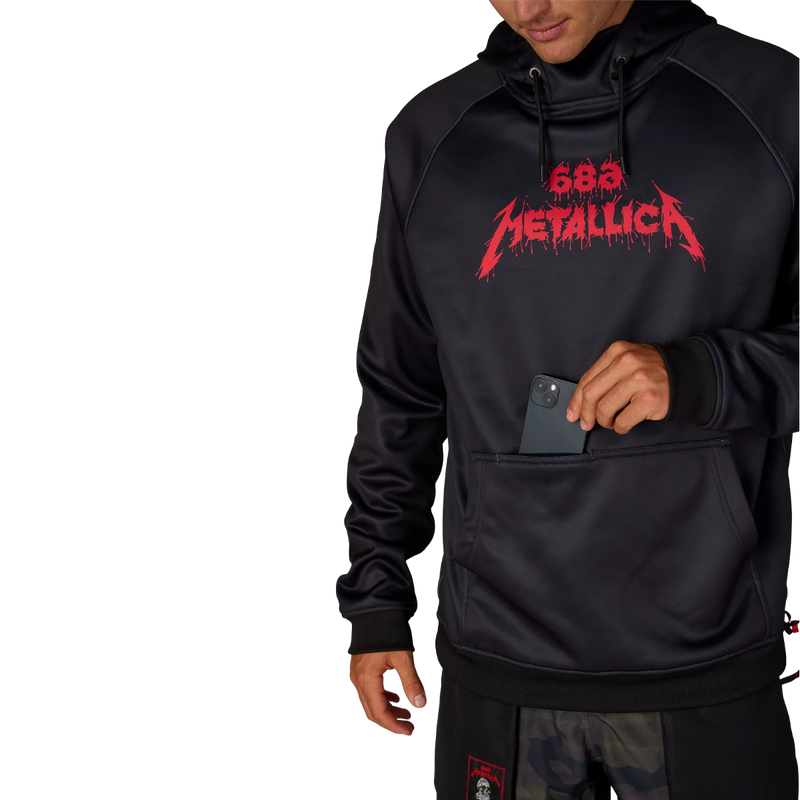 Men's Metallica Bonded Fleece Pullover Hoody, 686 Men's Metallica Bonded Fleece Pullover Hoody in Metallica Black with kangaroo pocket detail