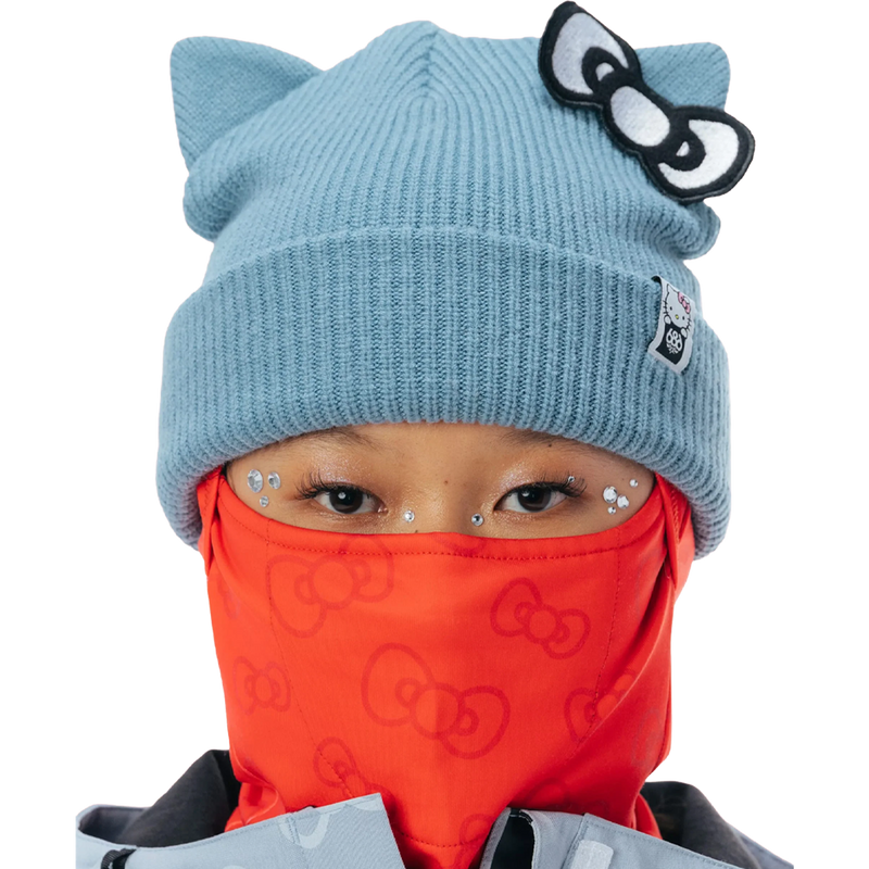 686 Hurra Hinged Balaclava in Hello Kitty Red on model