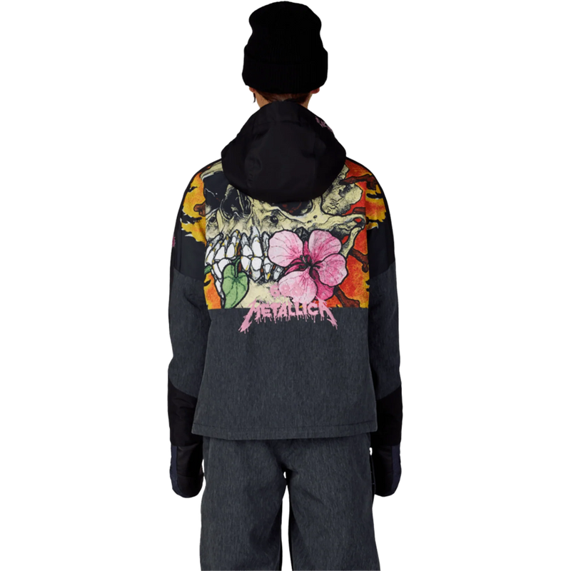 Women's Metallica Burning Skull Insulated Jacket, 686 Women's Metallica Burning Skull Insulated Jacket in Metallica Black with backside graphics