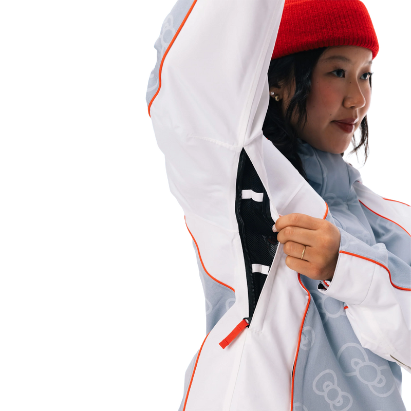 Women's Hello Kitty Lil Bow Jacket, 686 Women's Hello Kitty Lil Bow Jacket in Hello Kitty Denim underarm vent detail