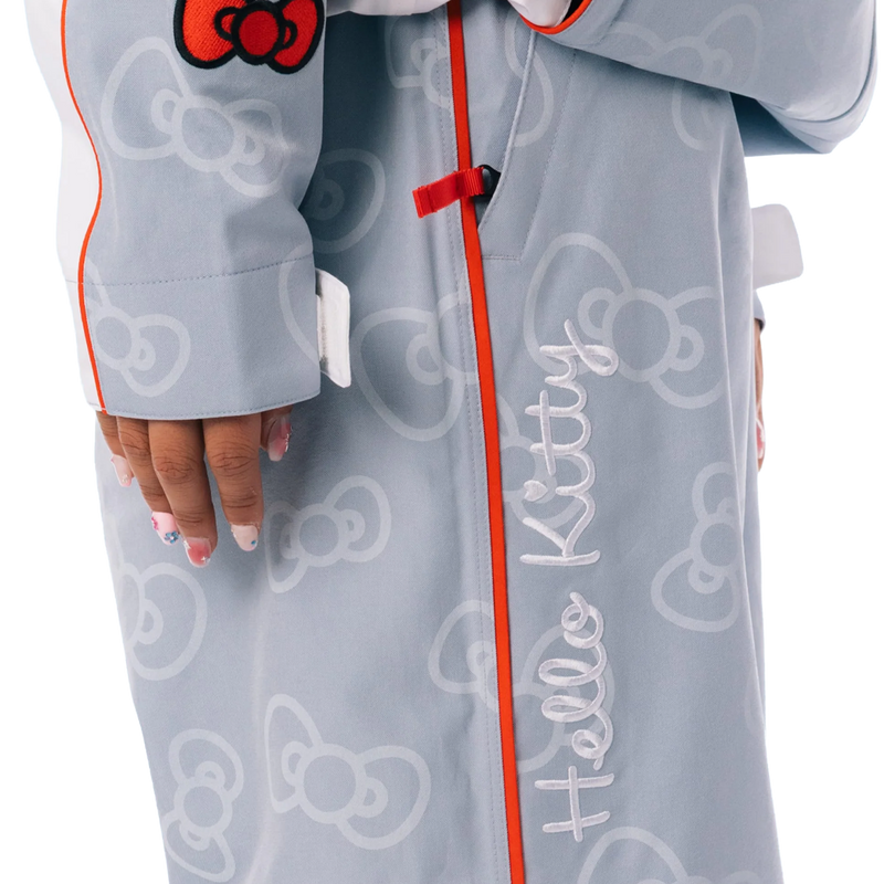 Women's Hello Kitty Lil Bow Pant, 686 Women's Hello Kitty Lil Bow Pant in Hello Kitty Denim lateral view with Hello Kitty embroidered detail