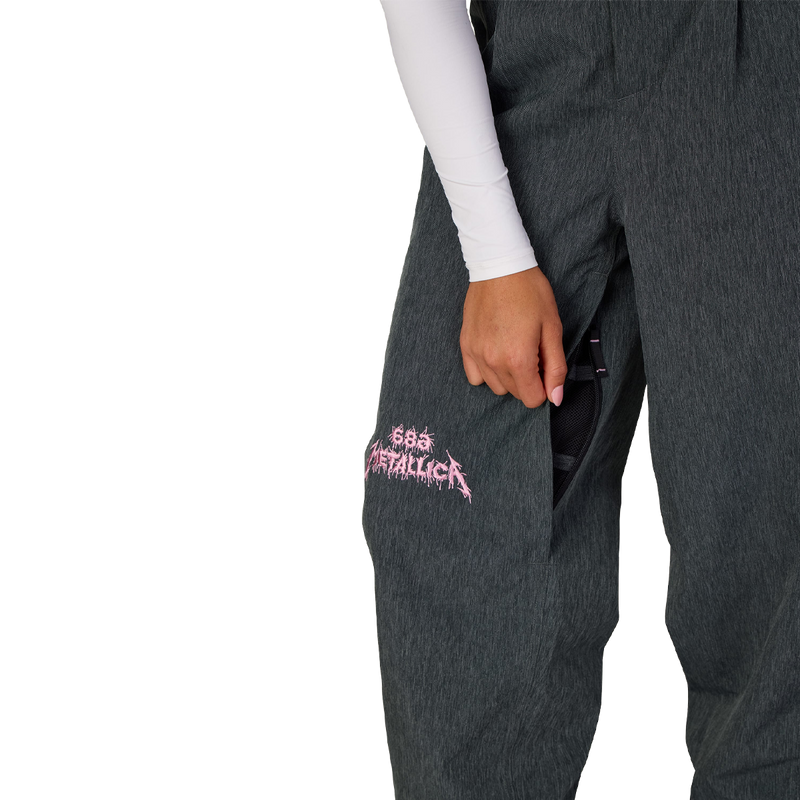 Women's Metallica Burning Skull Pant, 686 Women's Metallica Burning Skull Pant in Metallica Black Denim vent detail