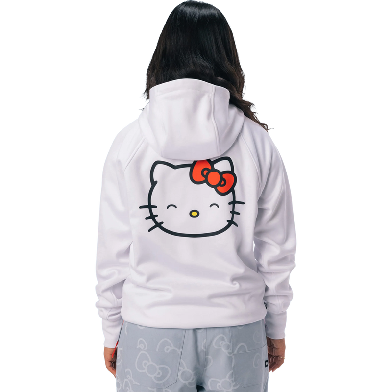 Women's Hello Kitty Bonded Fleece Pullover Hoody, 686 Women's Hello Kitty Bonded Fleece Pullover Hoody in Hello Kitty White Red back view