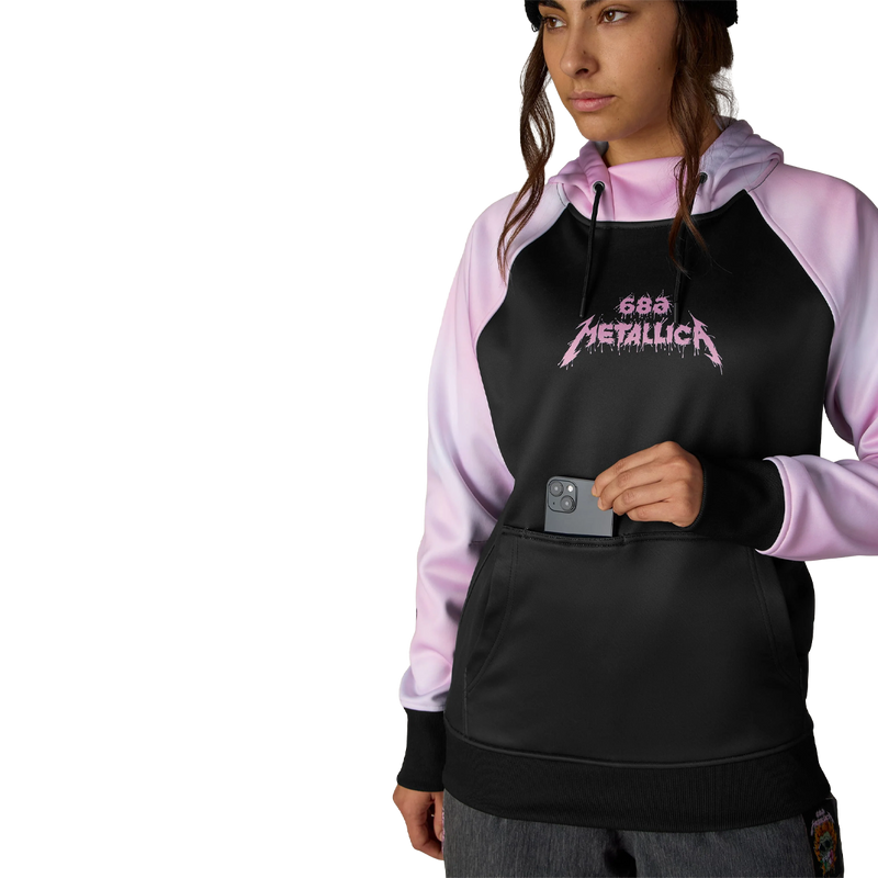 Women's Metallica Bonded Fleece Pullover Hoody, 686 Women's Metallica Bonded Fleece Pullover Hoody in Metallica Black pocket detail