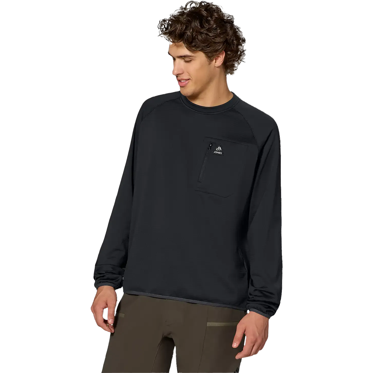 Jones Snowboards Men's Flagship Grid Crew in Stealth Front